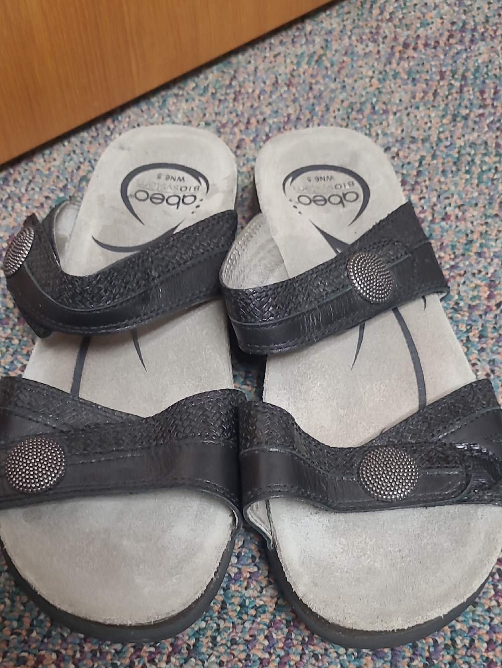 NWOT Abeo Barbra  Black Double-Strap Comfort Sandals